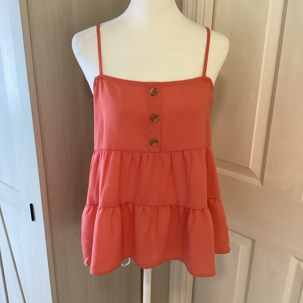 Paper Crane Coral Button-Front Camisole Sz XS